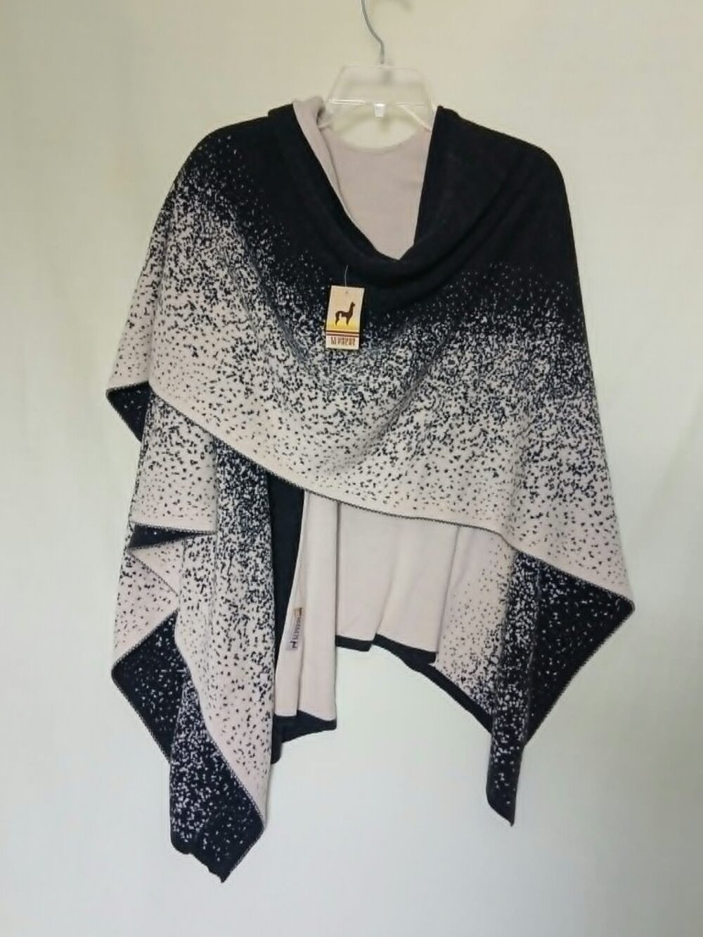 Baby Alpaca Wool Reversible Open-front Poncho/Wrap